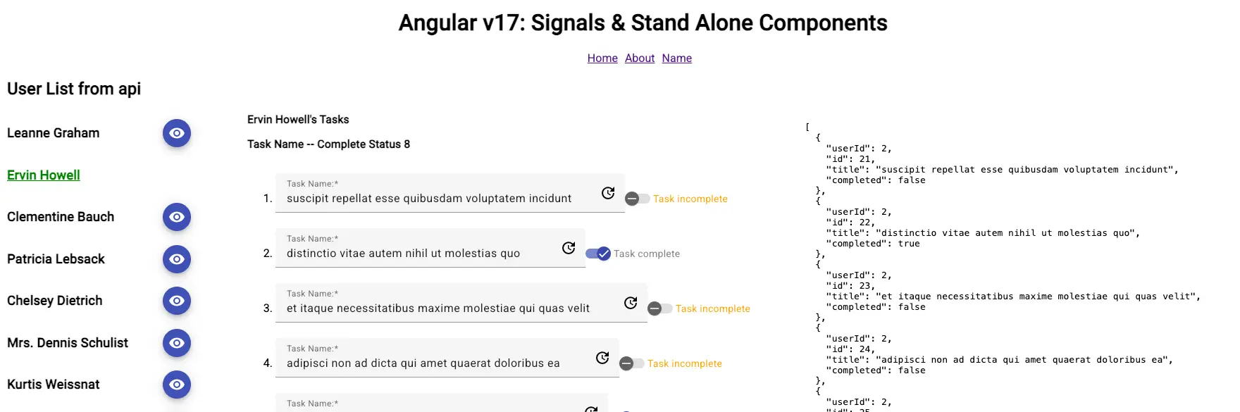 Screenshot of Angular Signals App